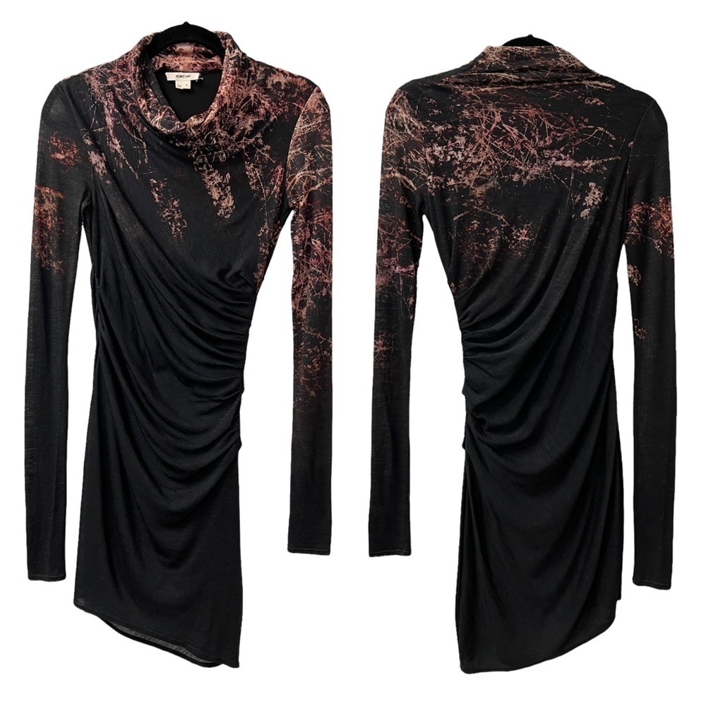 Helmut Lang Wool Rutched Bodycon Asymmetrical Dress - Picture 2 of 12